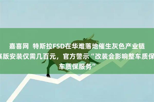 嘉喜网  特斯拉FSD在华难落地催生灰色产业链：山寨版安装仅需几百元，官方警示“改装会影响整车质保服务”
