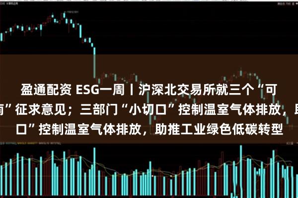 盈通配资 ESG一周丨沪深北交易所就三个“可持续发展报告编制指南”征求意见；三部门“小切口”控制温室气体排放，助推工业绿色低碳转型